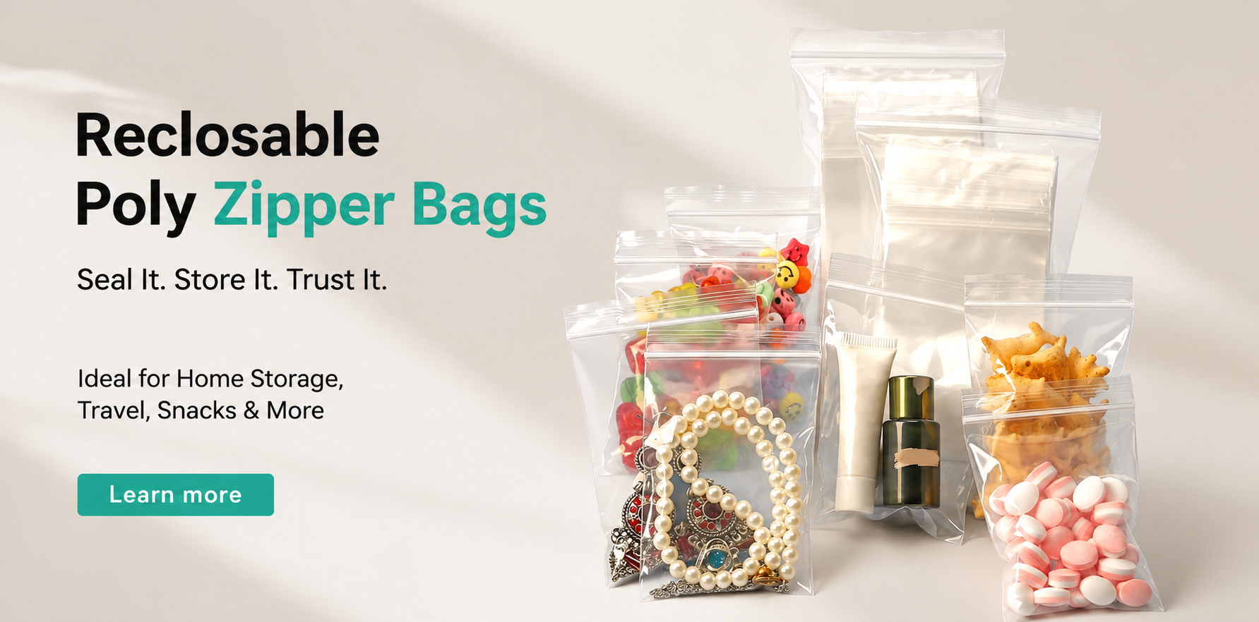 Explore reclosable poly zipper bags
